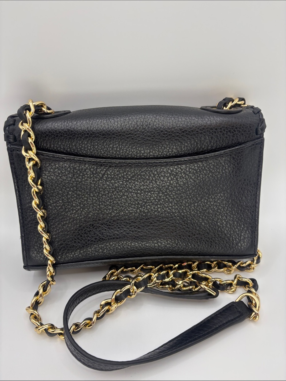 Tory Burch Black Pebbled Leather Whipstitch Chain Crossbody with Gold Hardware - Picture 5 of 14